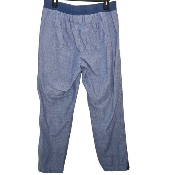 Talbots Pants Size 8 Womens Blue Chambray Straight Leg Pull On Cotton - Picture 2 of 7